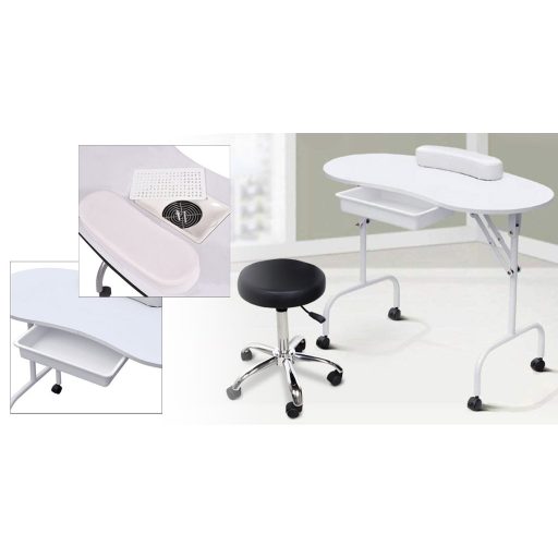 Prijenosni stol za manikuru s ugrađenim ventilatorom i torbom za nošenje - kvalitetan za salone