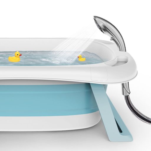 Sklopiva beba kada s mrežom - Prijenosni i prostor štedljiv dizajn, plava