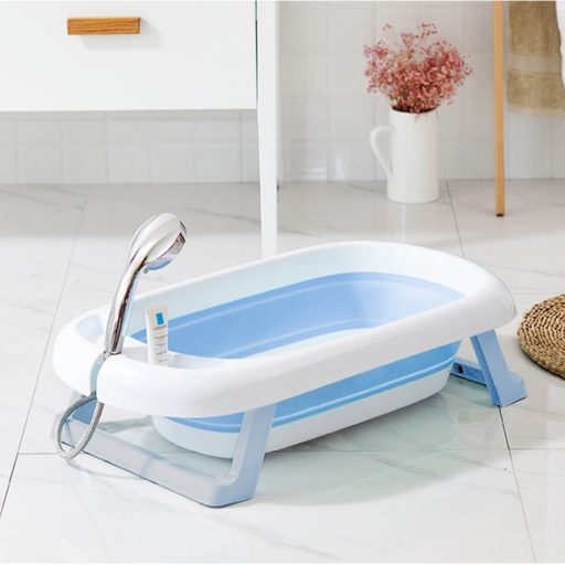 Sklopiva beba kada s mrežom - Prijenosni i prostor štedljiv dizajn, plava