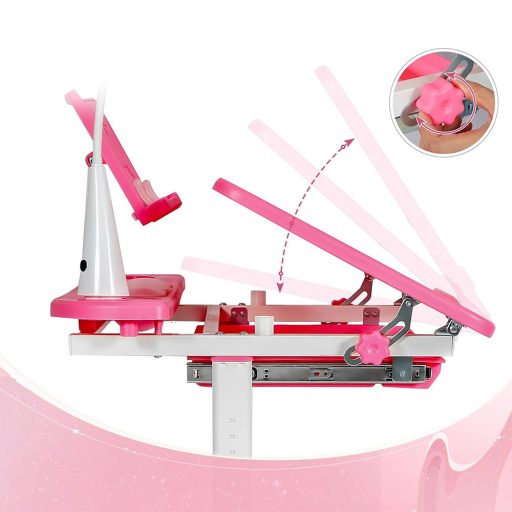 Podešeni stol za pisanje i stolica za djecu s LED lampom i skladištem - Roza