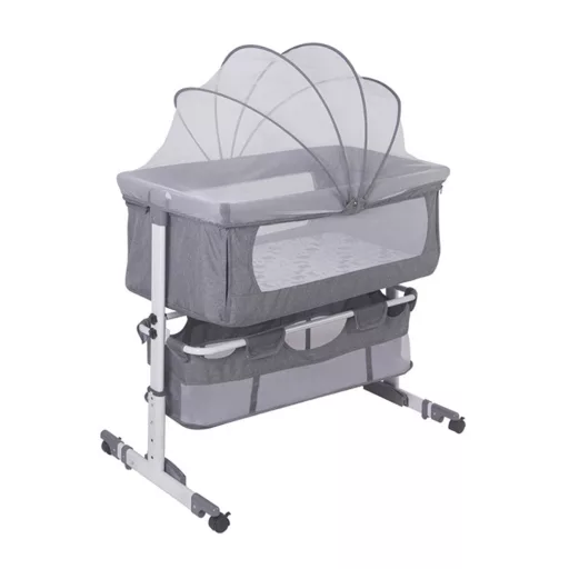 Podesiva kolijevka za bebe s kotačima i mrežom protiv komaraca - Prijenosni dizajn za dom i putovanja