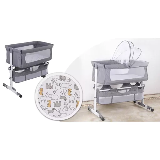 Podesiva kolijevka za bebe s kotačima i mrežom protiv komaraca - Prijenosni dizajn za dom i putovanja