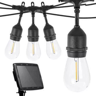   15m Solar LED String Lights with Remote Control, Waterproof, 15 Bulbs