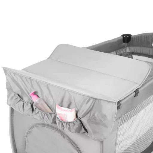 Prijenosni putni krevetić s podlogom za presvlačenje i igračkom lukom za bebe 0-36 mjeseci, siva