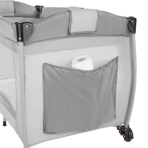 Prijenosni putni krevetić s podlogom za presvlačenje i igračkom lukom za bebe 0-36 mjeseci, siva