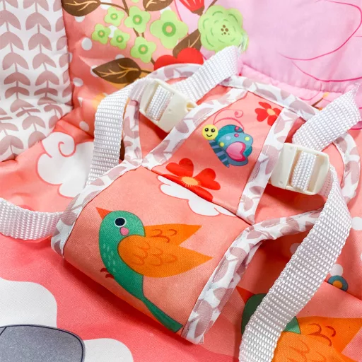 Vibrirajuća glazbena stolica za ljuljanje za bebe s podesivim naslonom i igračkom - do 18 kg, ružičasta