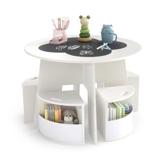 Dječji stol za 4 osobe s spremištem i pločom za pisanje