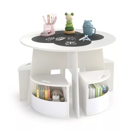 Dječji stol za 4 osobe s spremištem i pločom za pisanje