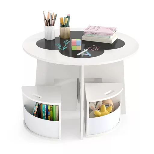 Dječji stol za 4 osobe s spremištem i pločom za pisanje