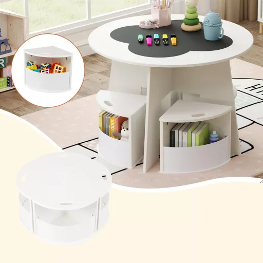 Dječji stol za 4 osobe s spremištem i pločom za pisanje