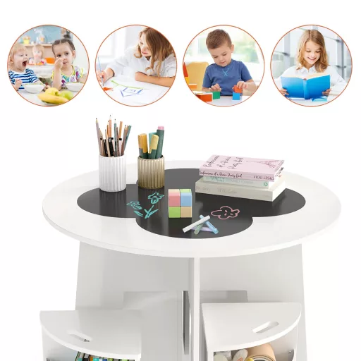 Dječji stol za 4 osobe s spremištem i pločom za pisanje