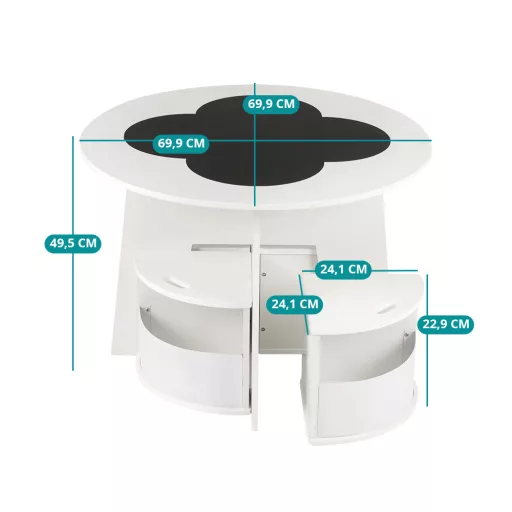 Dječji stol za 4 osobe s spremištem i pločom za pisanje